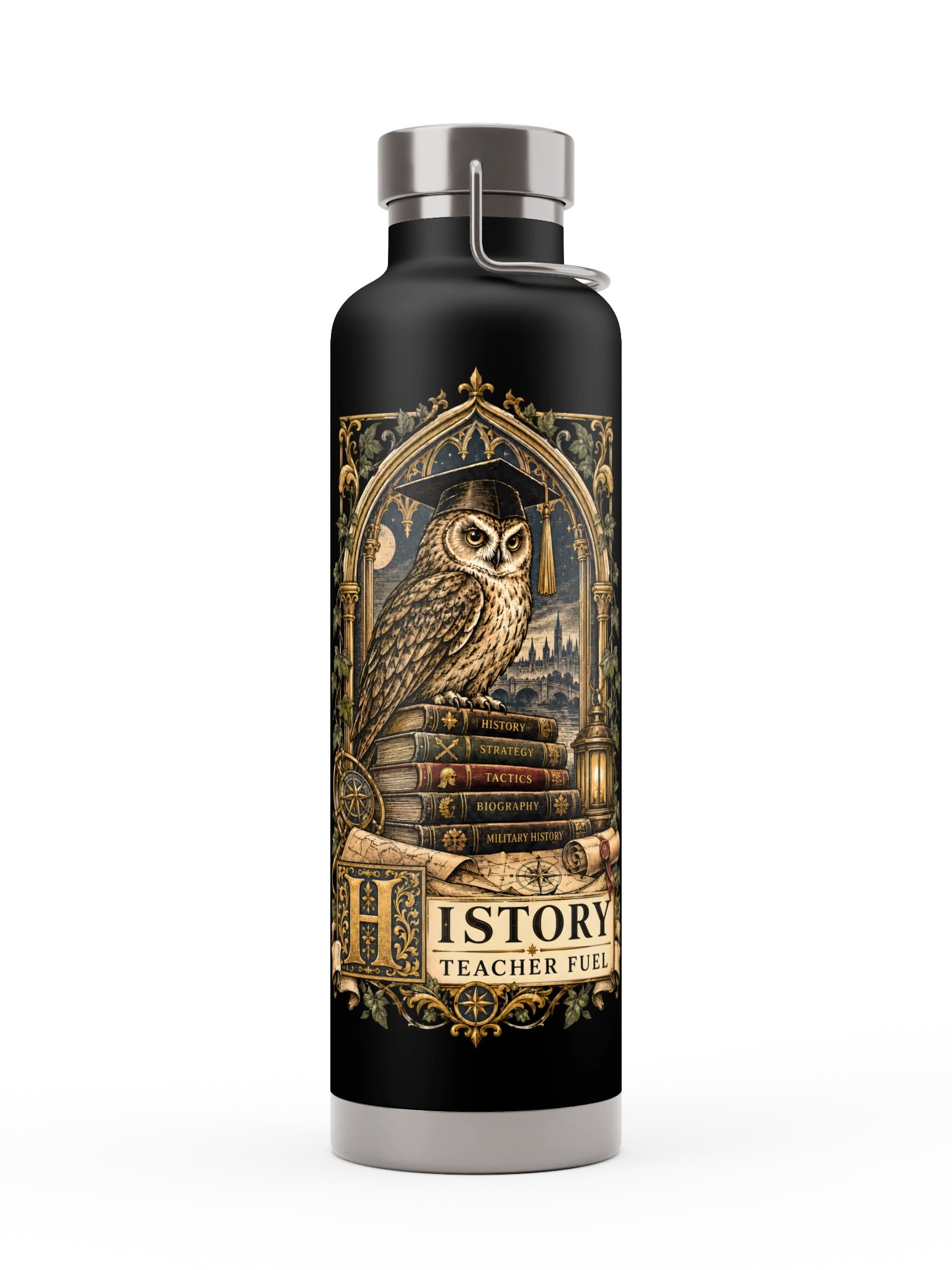 History Teacher Fuel Insulated Bottle, 22 oz Stainless Steel, Black product image (4)