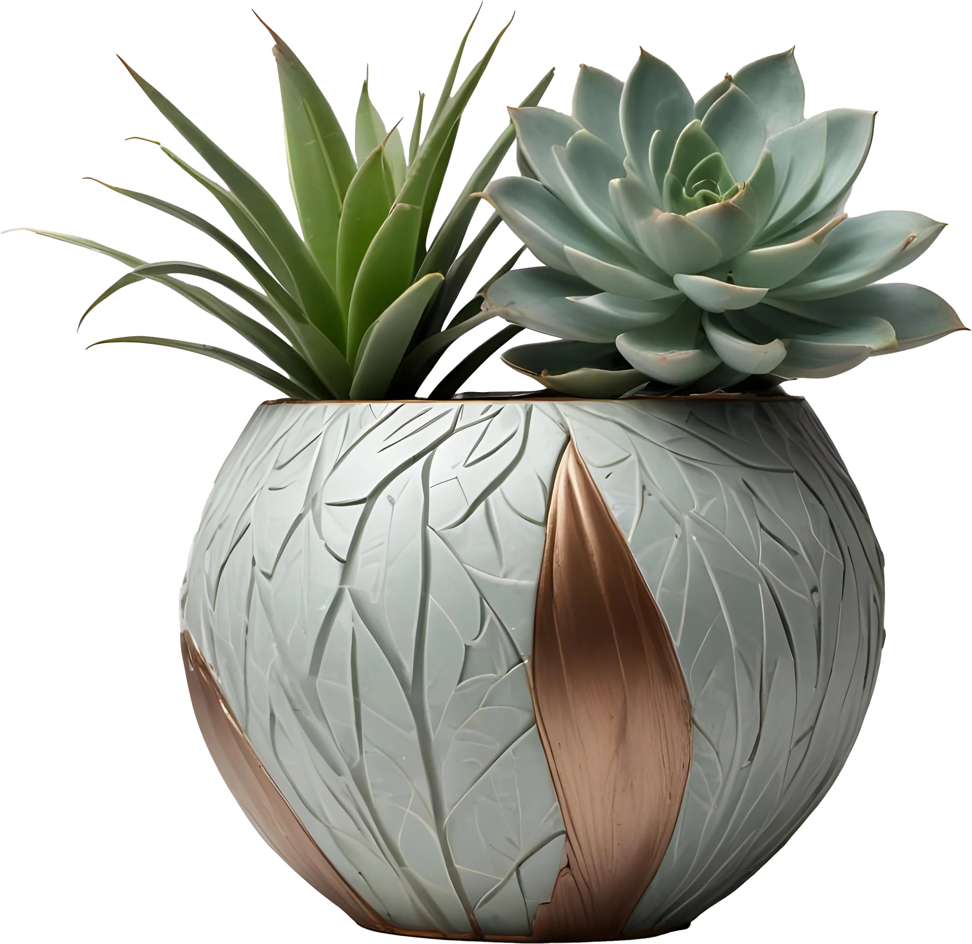 Gatsby Grace – Leaf Motif Succulent Vase PNG product image (1)