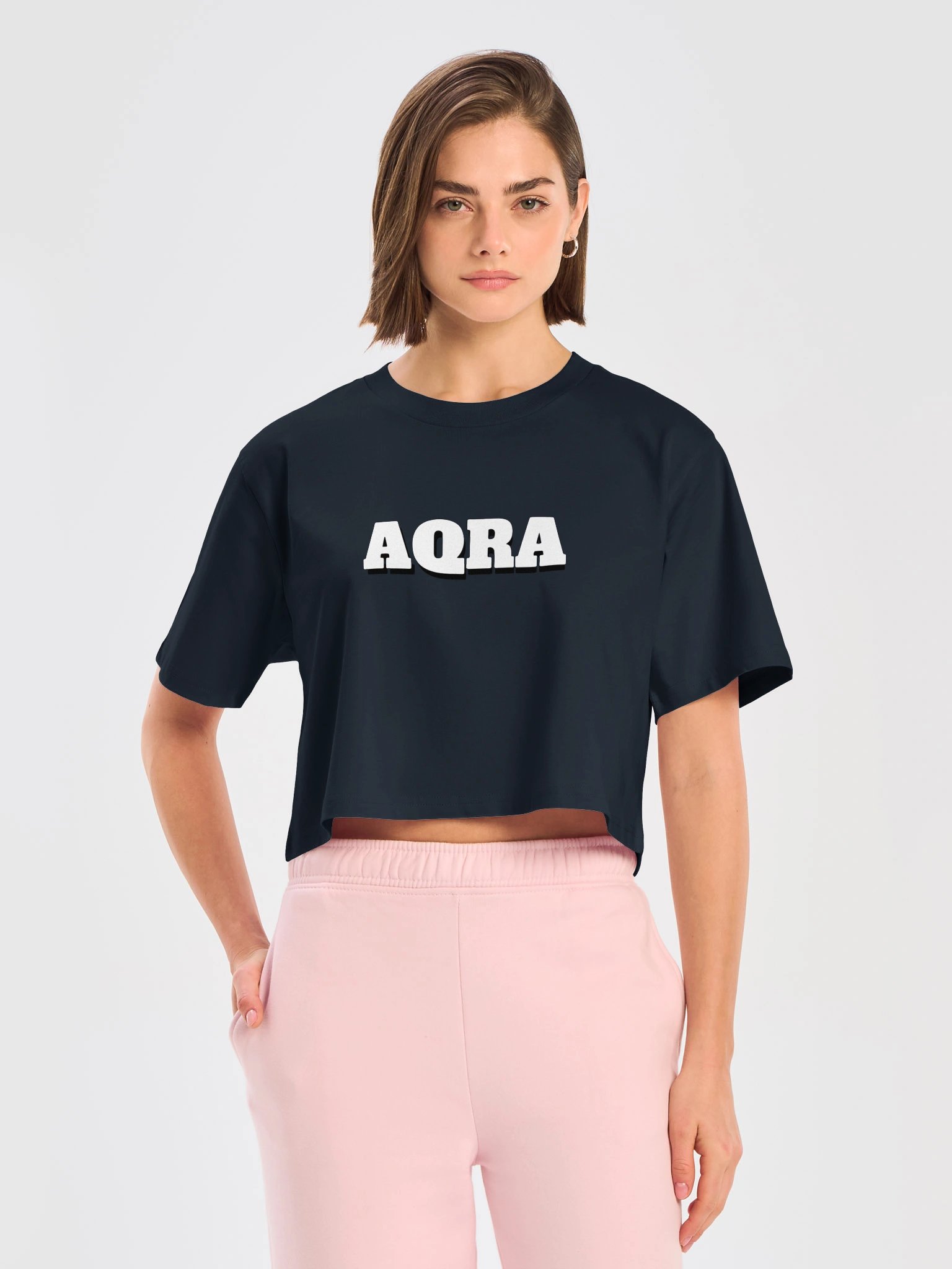 AQRA Bold White Wordmark Crop Tee product image (1)