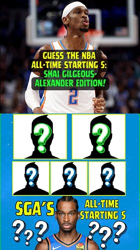 Guess the NBA player all time starting five: Shai Gilgeous-Alexander edition! 👀🏀

DL/SUBSCRIBE👇
🍎 apple.co/2iIw0IJ
✳️ spoti.f...