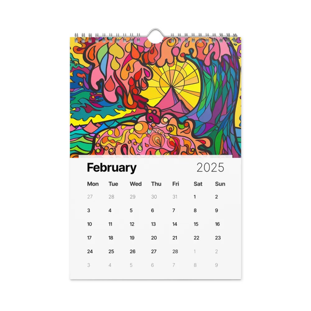 Energize Your Year: 2025 Customizable Wall Calendar – Wave at Sunset product image (5)