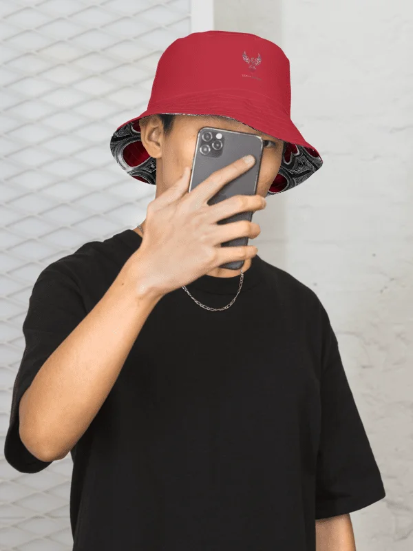 Reversible Metallic Silver & Red Painted Bucket Hat product image (2)