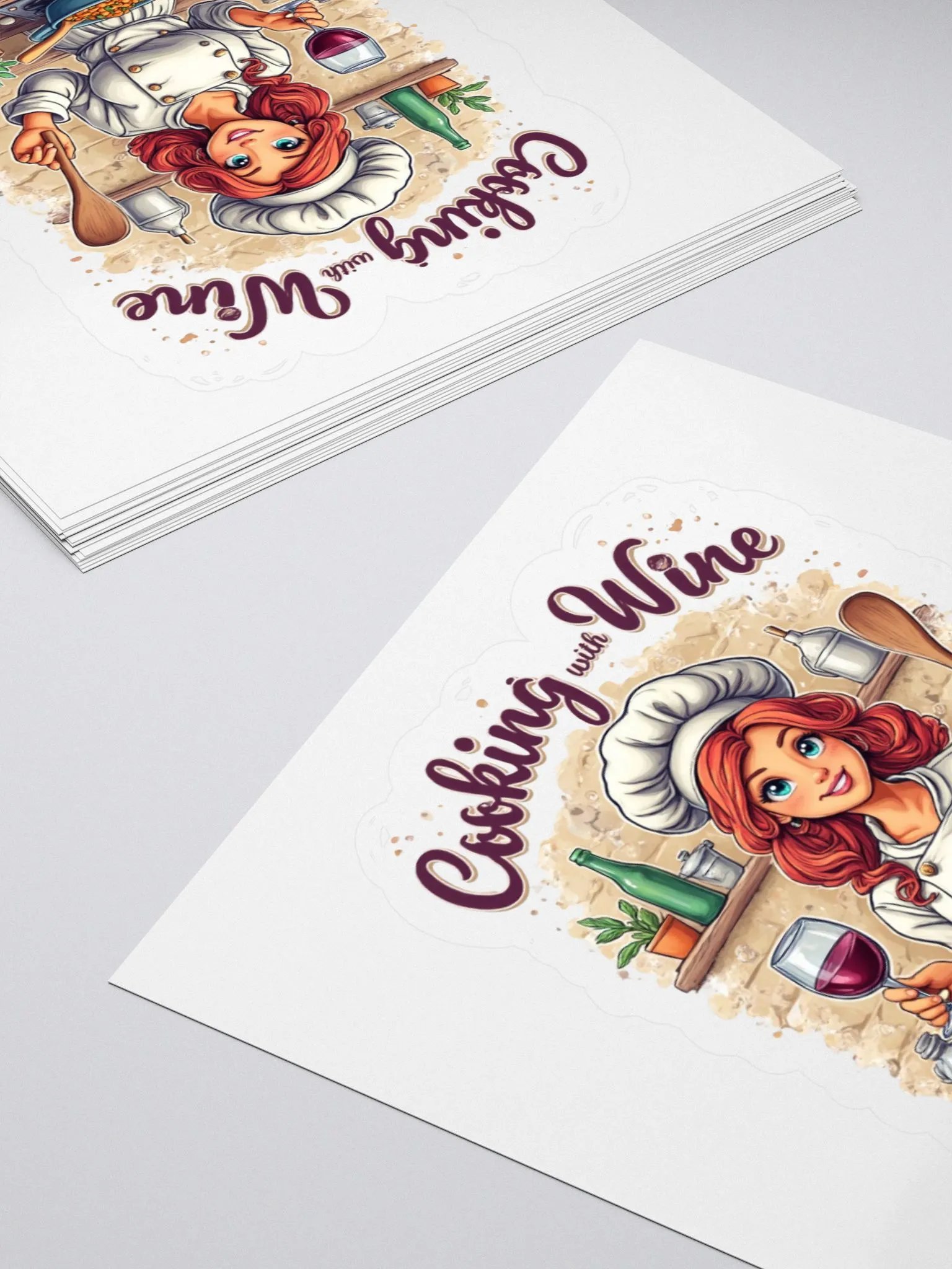Cooking With Wine Chef Kiss Cut Stickers product image (11)