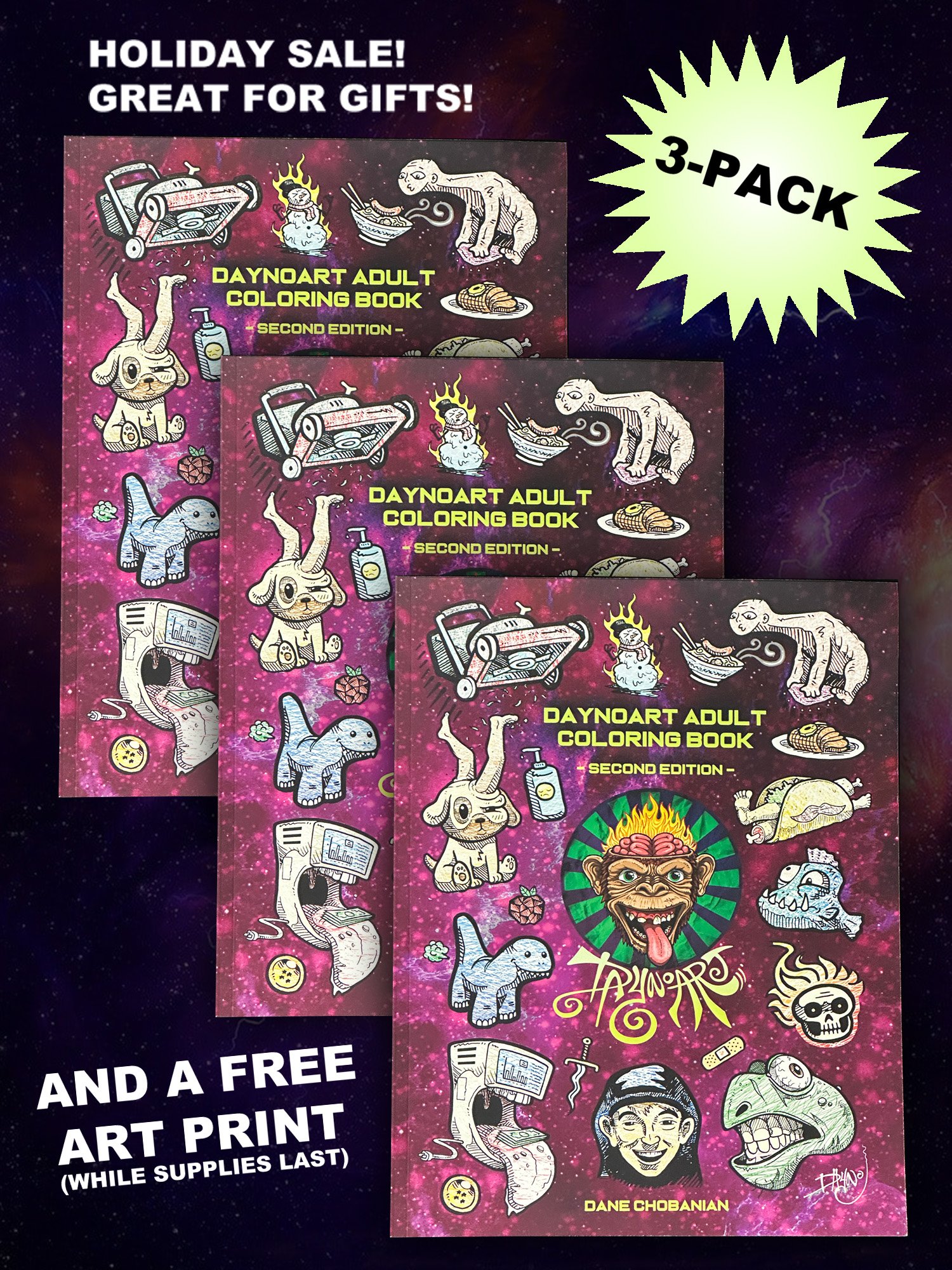 DaynoART Adult Coloring Book 3-Piece Gift Pack product image (1)