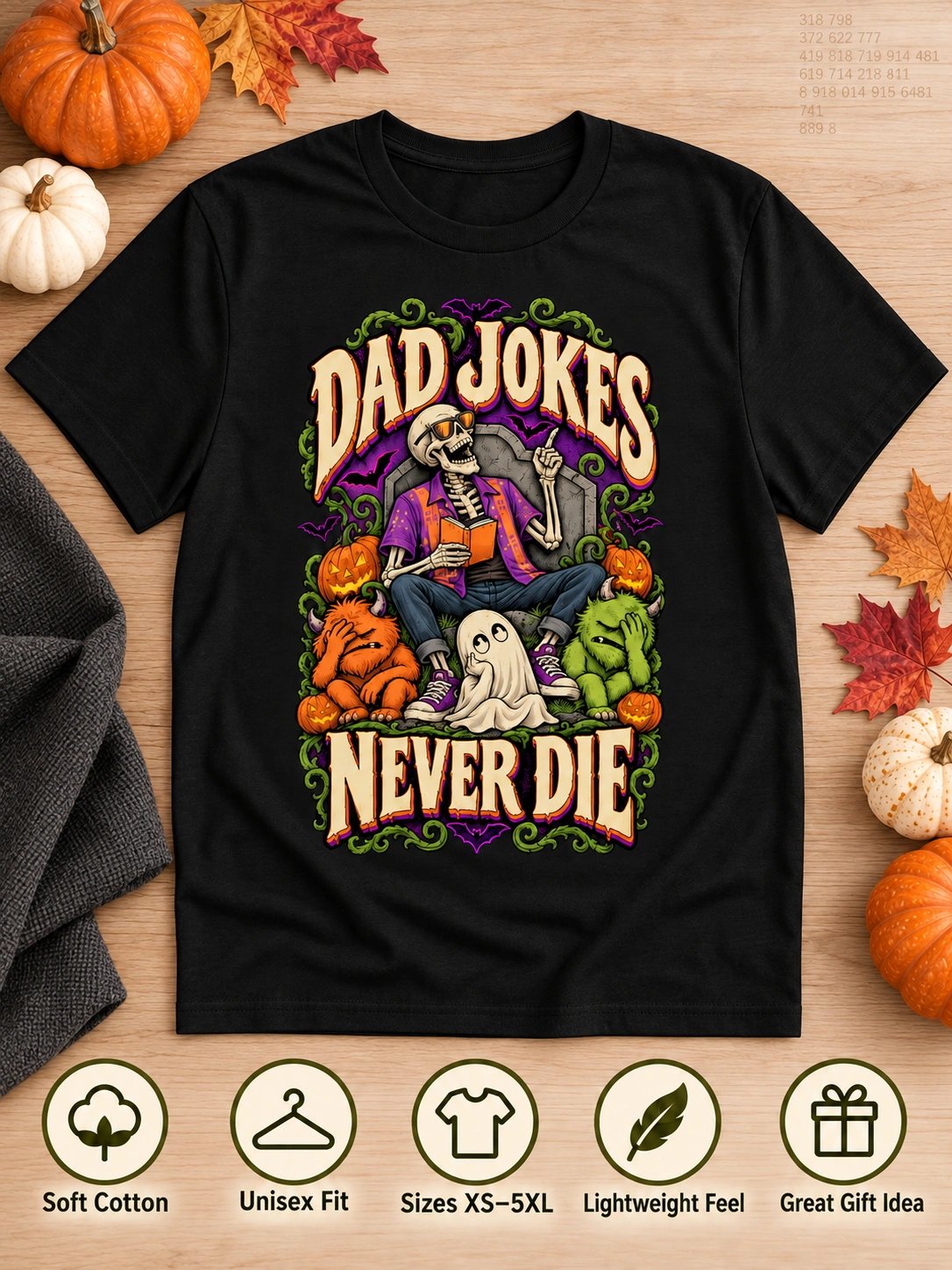 Funny Halloween Dad T-Shirt – Dad Jokes Never Die product image (3)