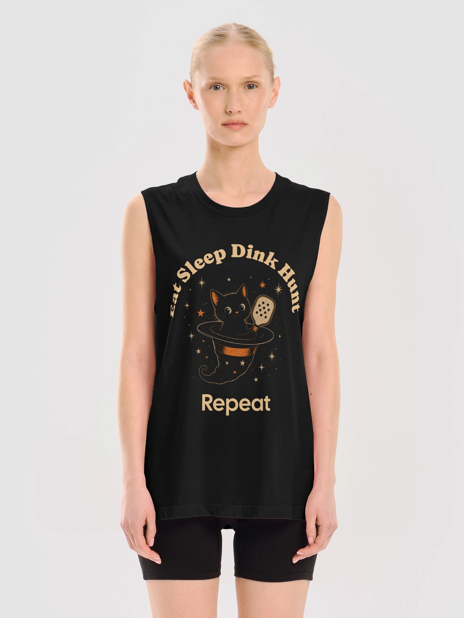 Eat Sleep Dink Hunt Repeat Halloween Pickleball Tank Top Cat Gift product image (2)