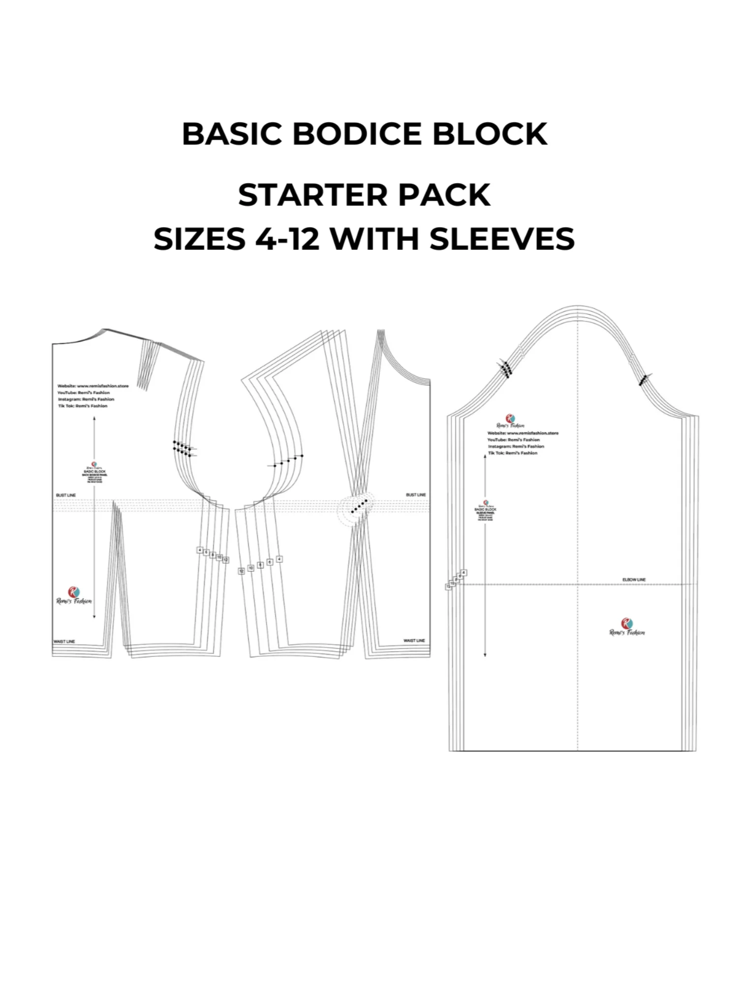 Bodice Block Sewing Pattern Starter Pack PDF (UK Sizes 4-12) product image (2)