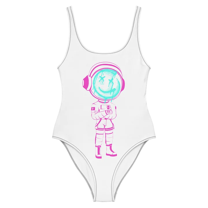 Mars City Neon Graffiti Astronaut Logo One Piece Ladies Bathing Suit product image (2)