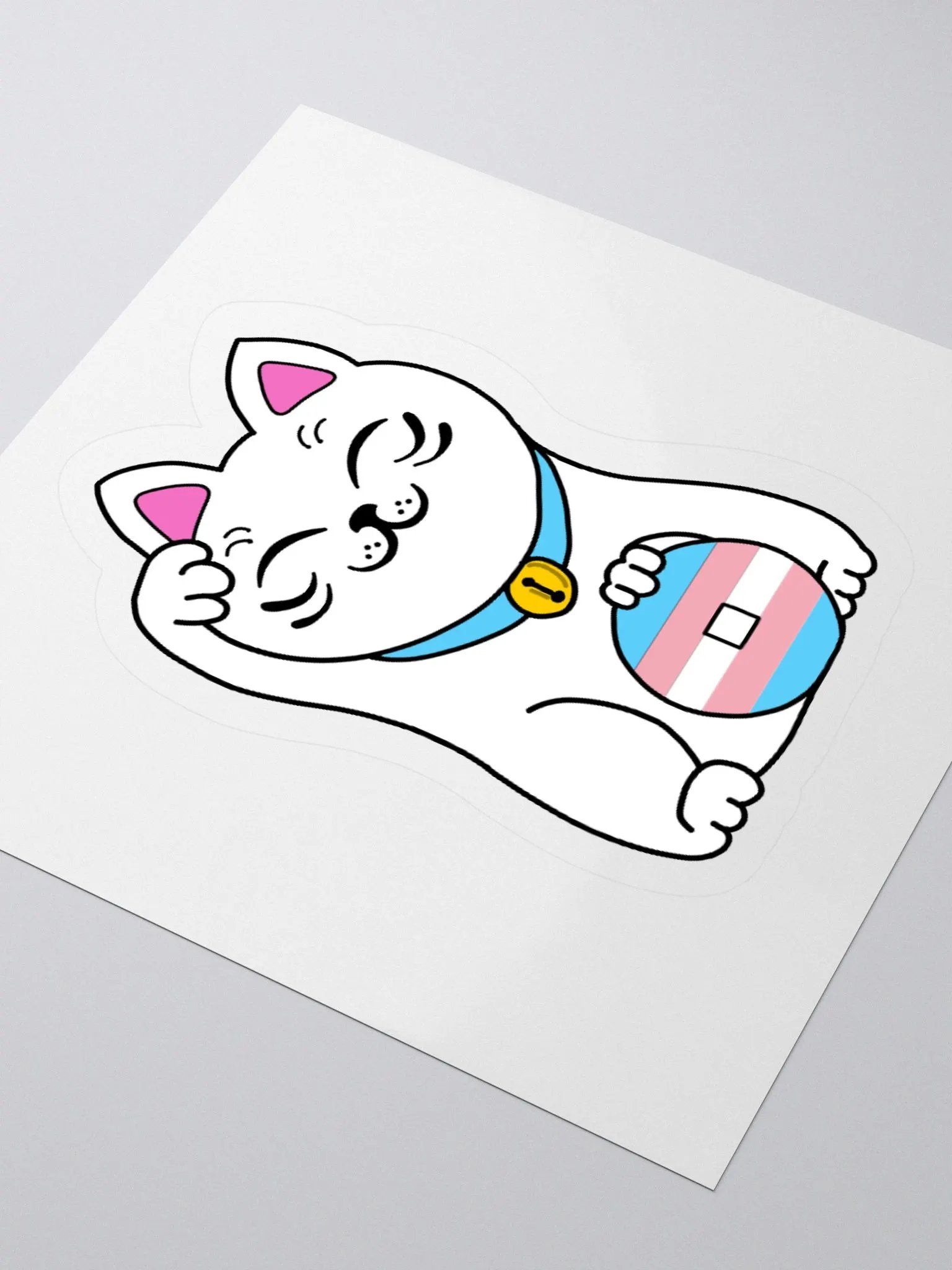 Maneki neko transgender pride sticker product image (3)