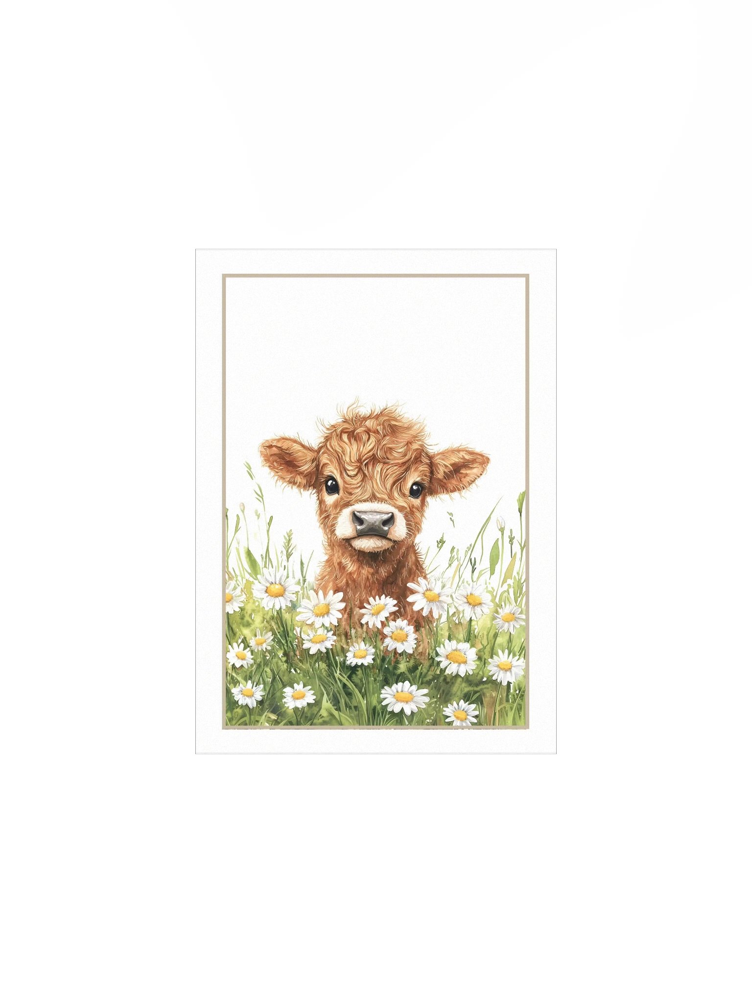 Highland Cow in Daisies Nursery Print product image (3)