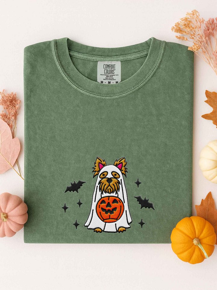 Halloween Yorkshire Terrier(Brown) Embroidered T-Shirt product image (1)