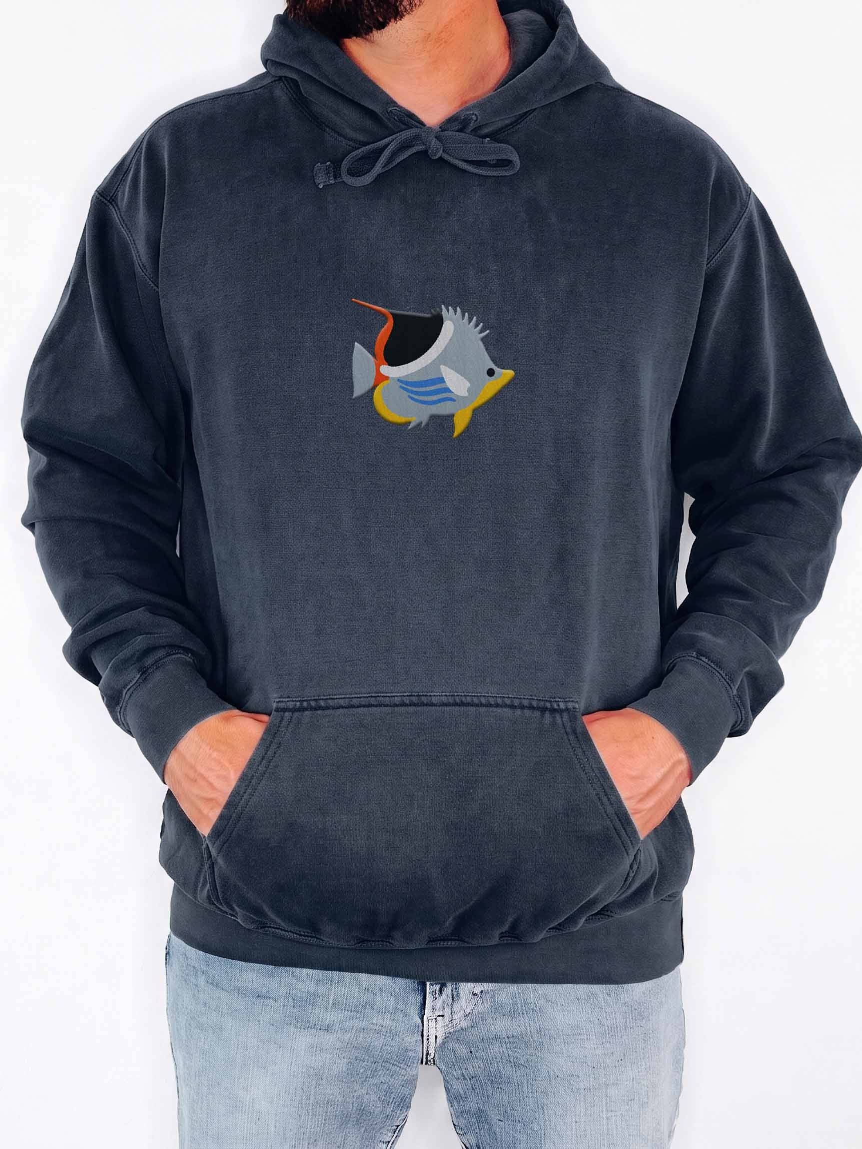 Saddleback Butterflyfish Premium Hooded Sweatshirt (Embroidered) for Reef and Marine Aquarium Lovers product image (2)