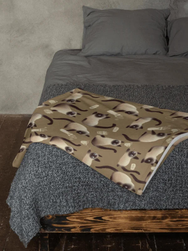Bad Siamese Cats Knocking Stuff Over Throw Blanket, Brown product image (10)