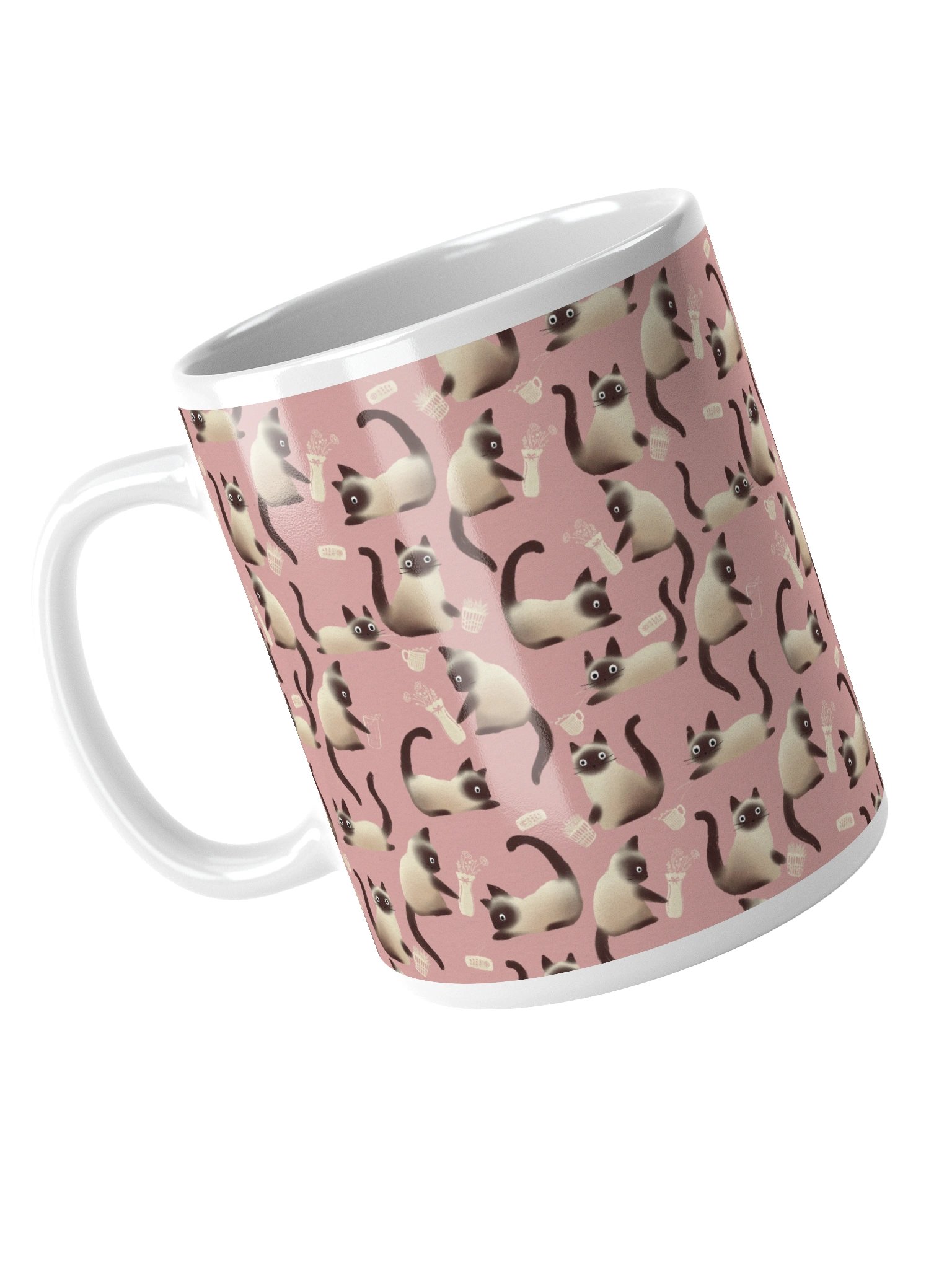 Bad Siamese Cats Knocking Stuff Over Coffee Mug, Pink product image (4)