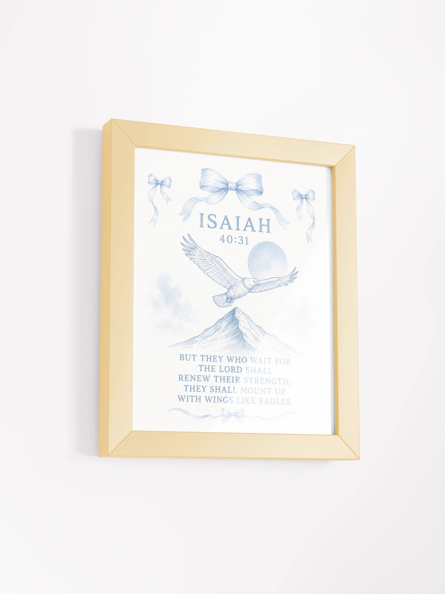 But They Who Wait For The Lord Shall Renew Their Strength Isaiah 40:31 | Blue Coquette Framed Christian Wall Art product image (2)