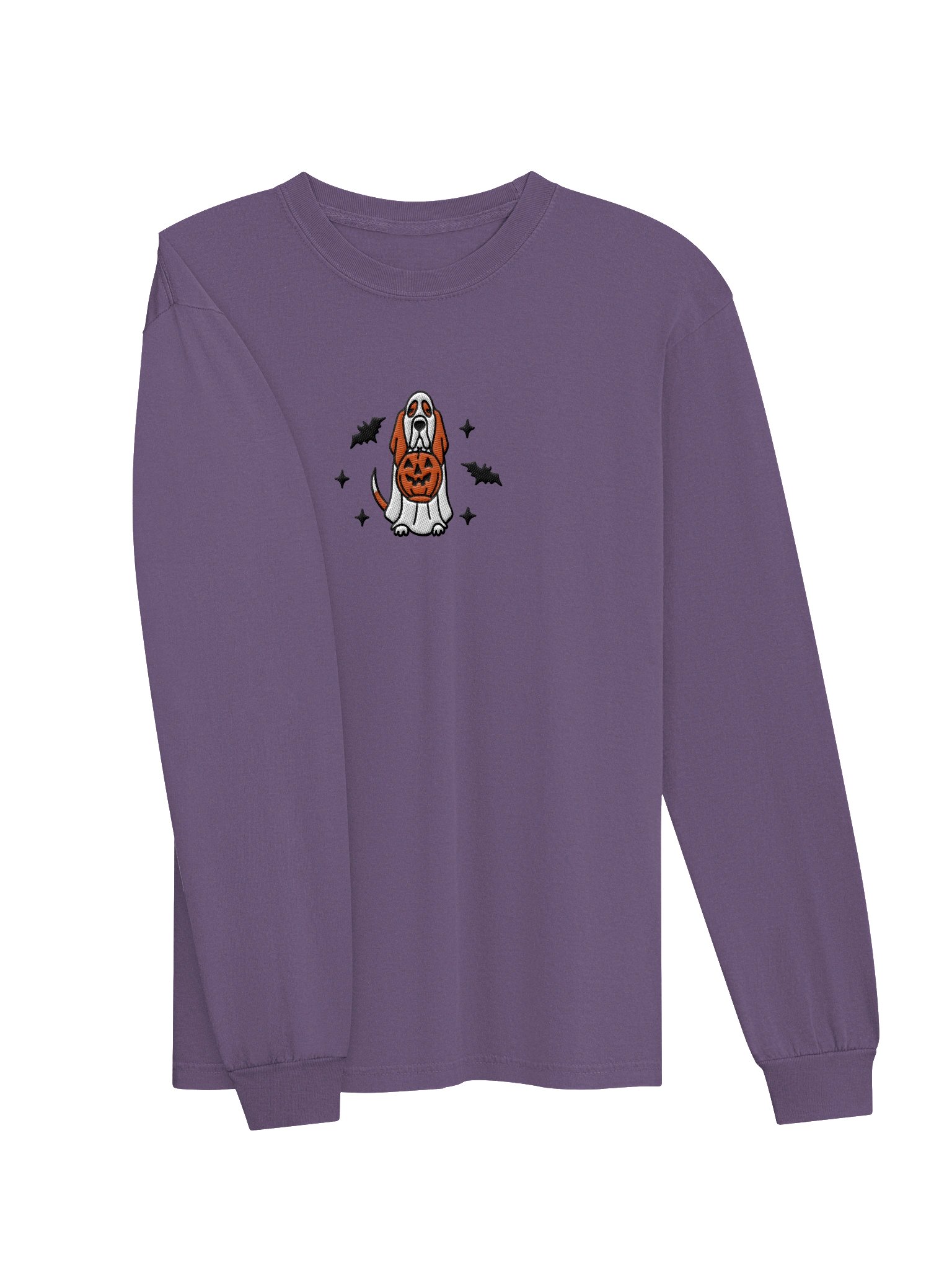 Halloween Basset Hound(Red) Embroidered Long-Sleeved T-Shirt product image (6)