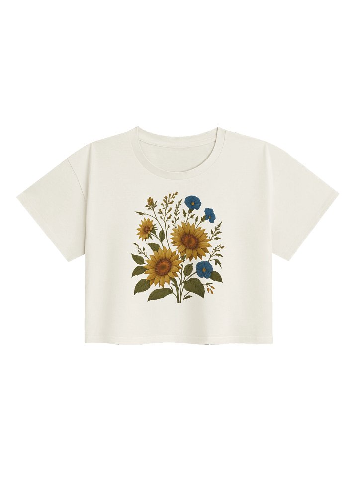 Cottagecore Sunflower Crop Top T-Shirt – Boho Floral Aesthetic product image (2)