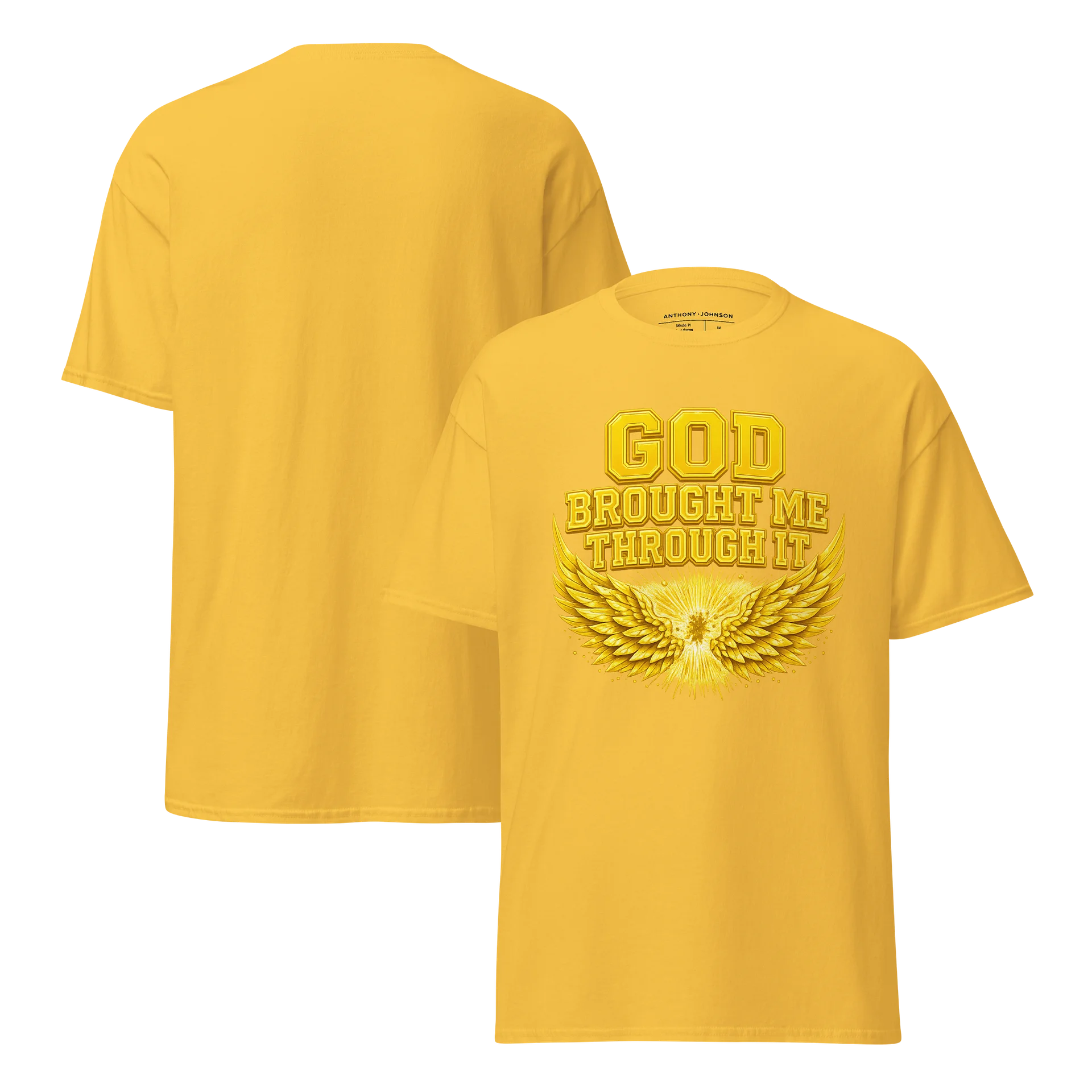 God Brought Me Through It Yellow Signature Tee product image (7)