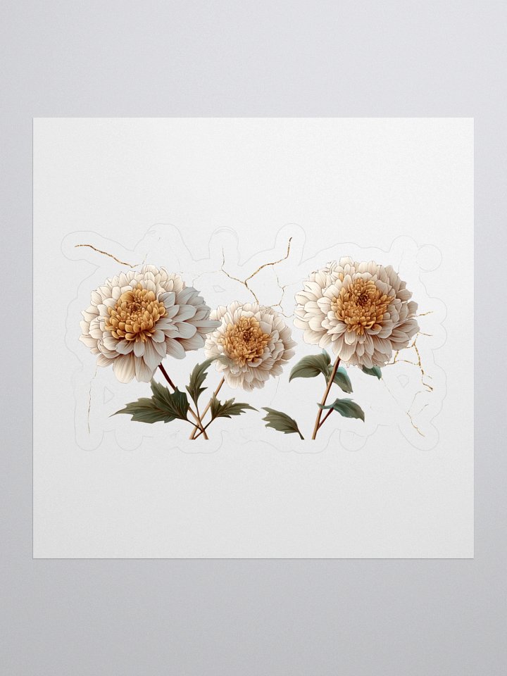 Kintsugi Dahlia Cracked Grunge T-Shirt – Floral Sticker Art Style product image (1)