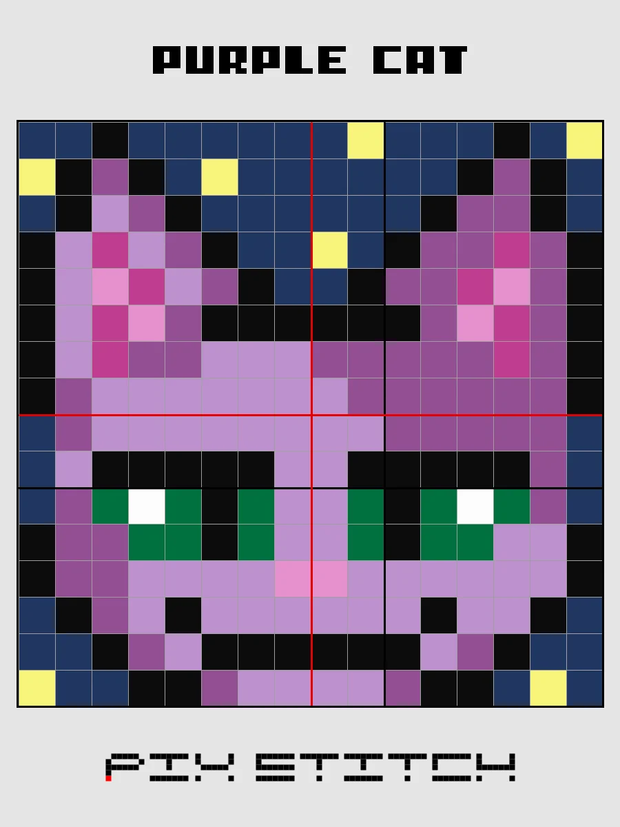 Purple Cat Pixel Art product image (2)
