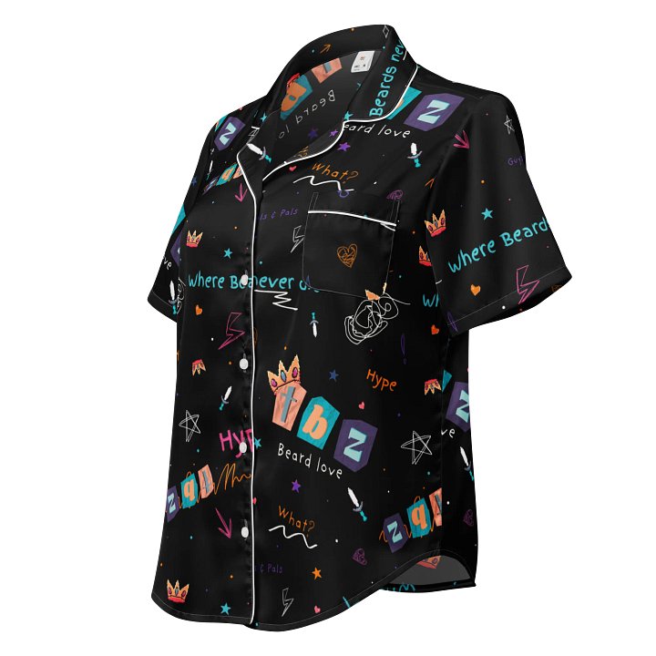 Doodle Pattern Silky Pajama Top product image (1)
