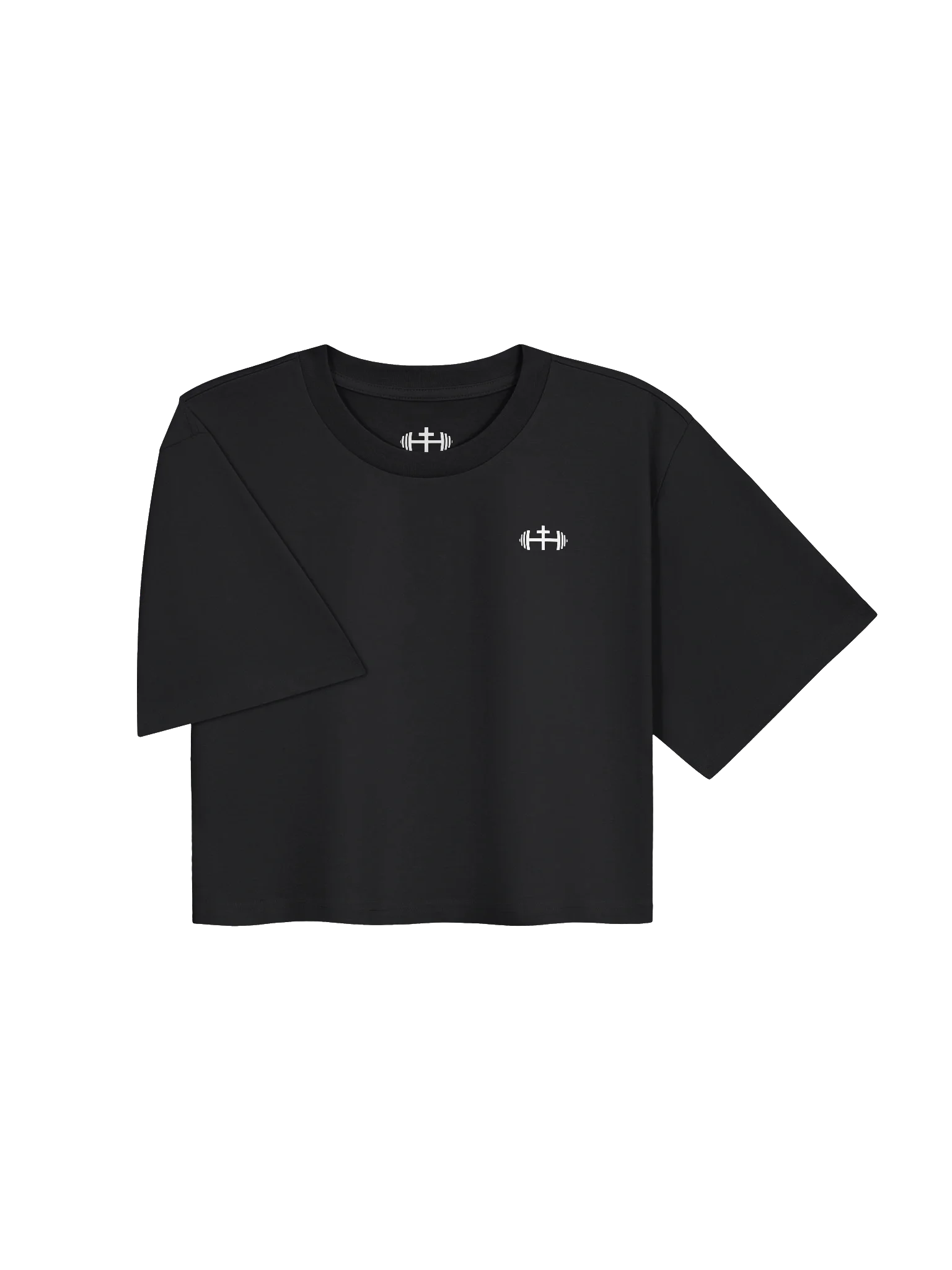 His House Womens Crop Top T-Shirt - Black/Navy by His House