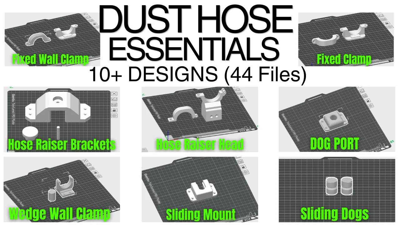 Dust Hose Accessory Bundle. STL 44 separate 3D print files. product image (1)