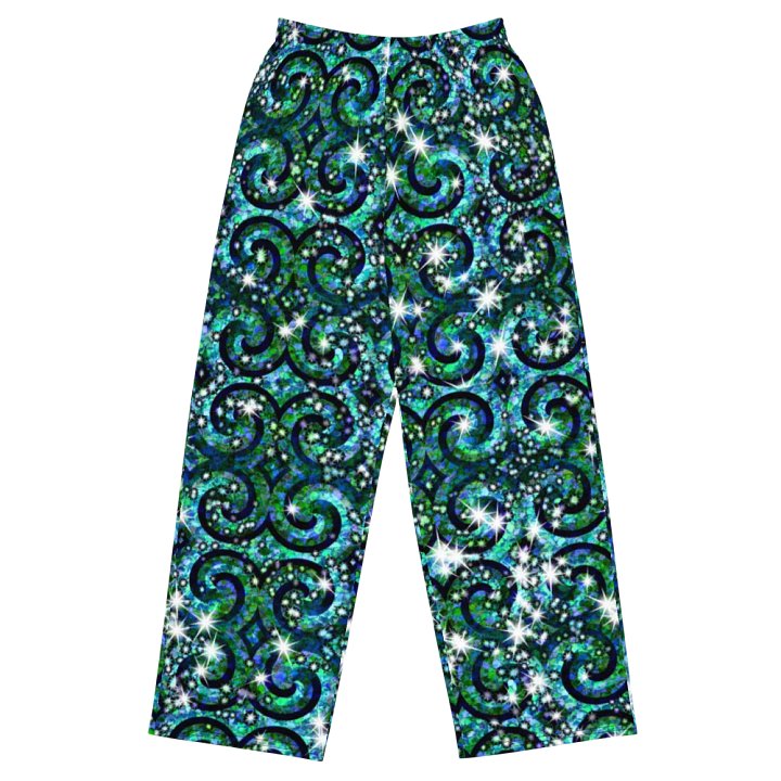 Green Blue Sparkle Swirl Wideleg Pants product image (2)