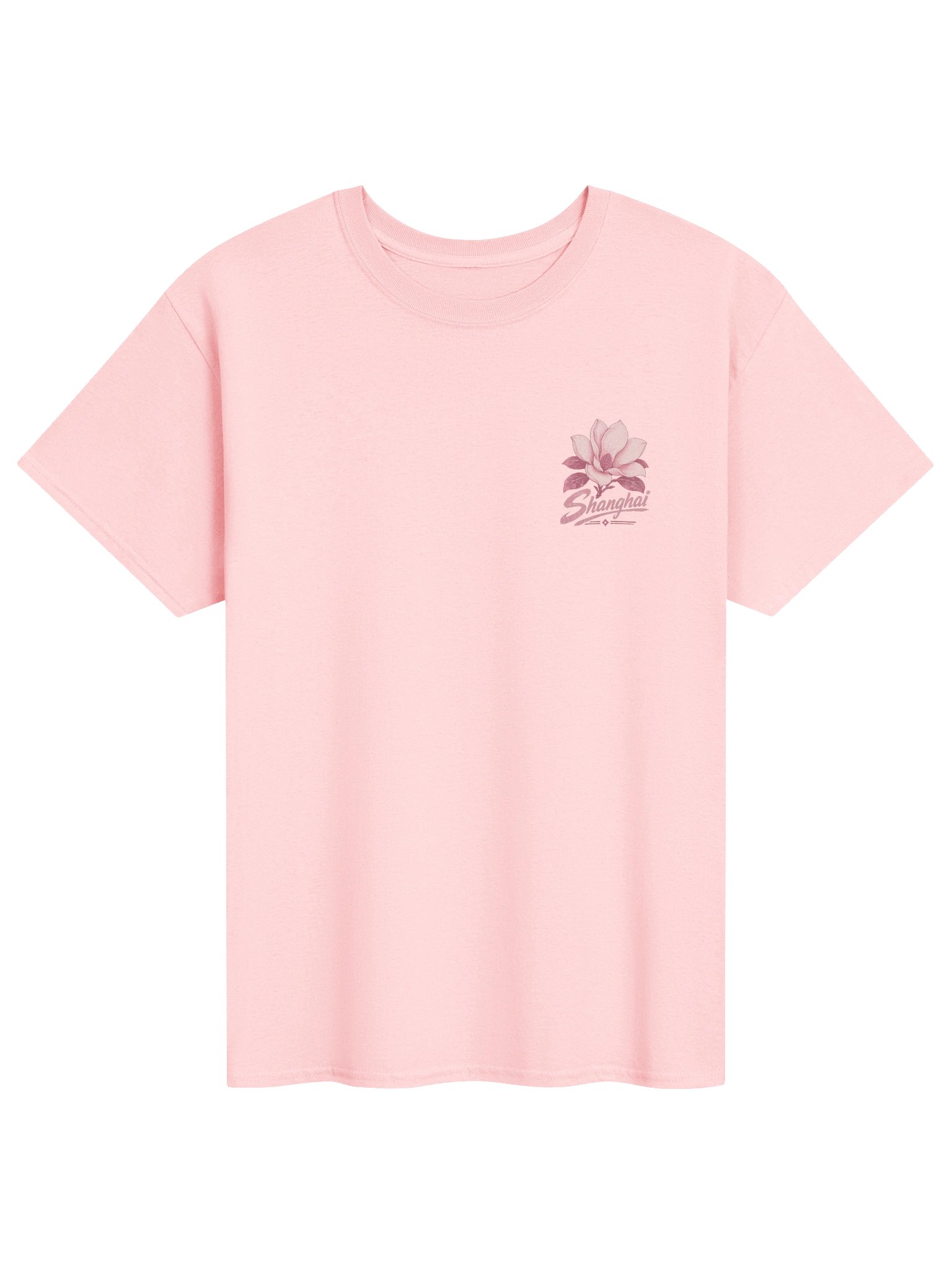 Shanghai Skyline Tee | Vintage Pink & White Design | Heavyweight T-Shirt product image (2)