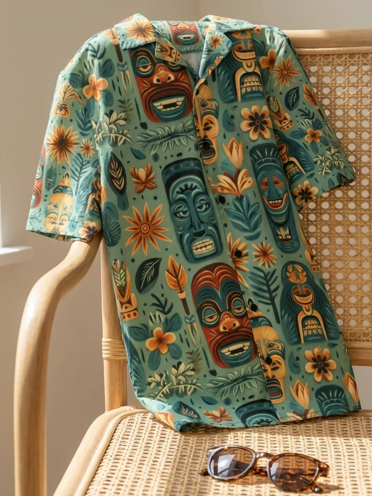 Tropical Tiki Mask Hawaiian Shirt product image (4)