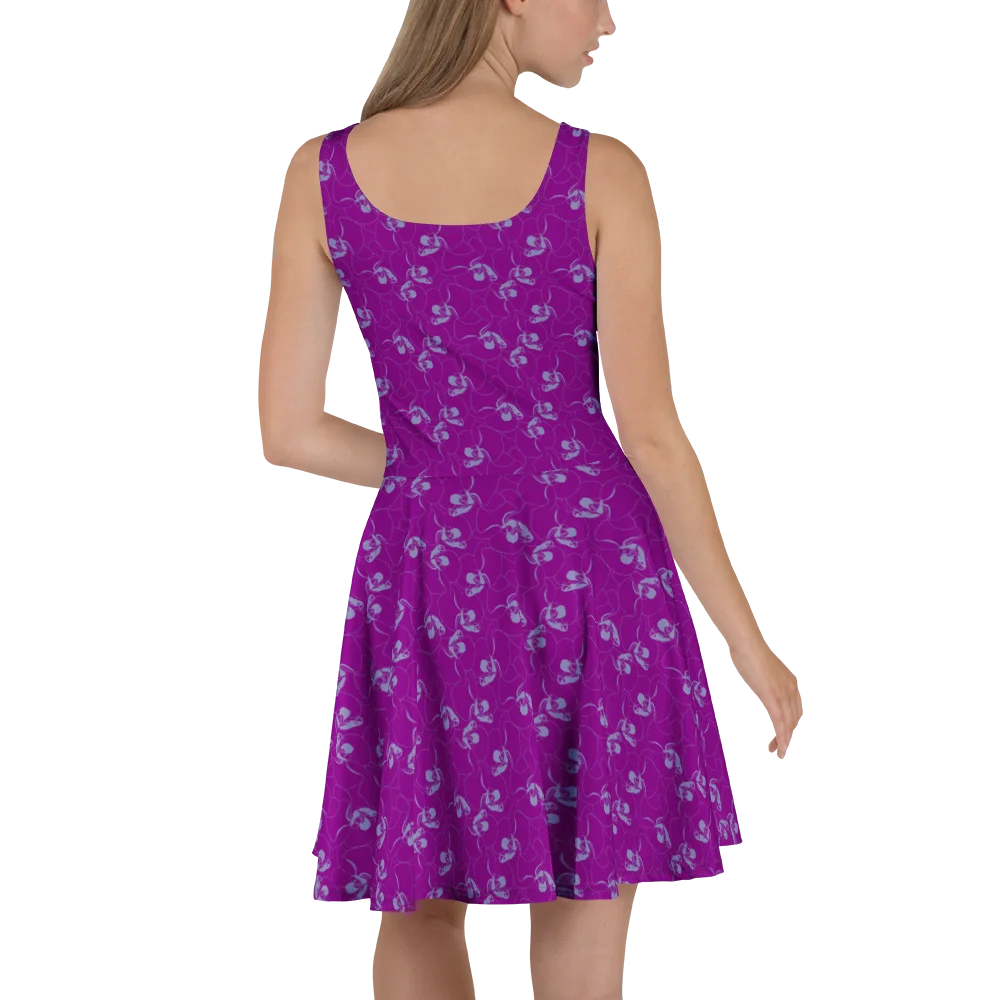 Vintage Sleeveless Skater Dress in Purple Floral Graphic product image (4)