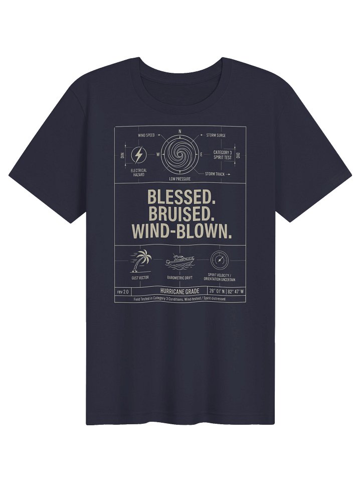 Blessed Bruised Wind-Blown Florida Hurricane Blueprint Tee product image (1)