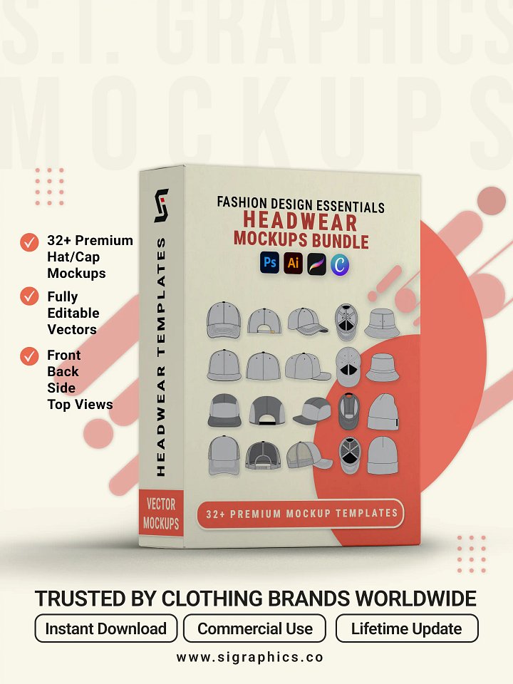 Headwear Mockups Bundle – 32+ Vector Hat & Cap Templates product image (1)