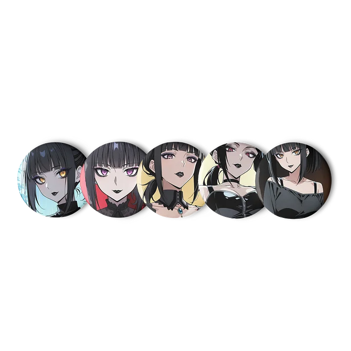 Luna Rain Original Character Emo Pin Button Set 5-Pack | Golden Eyes Rain Aesthetic Mysterious Soul product image (1)