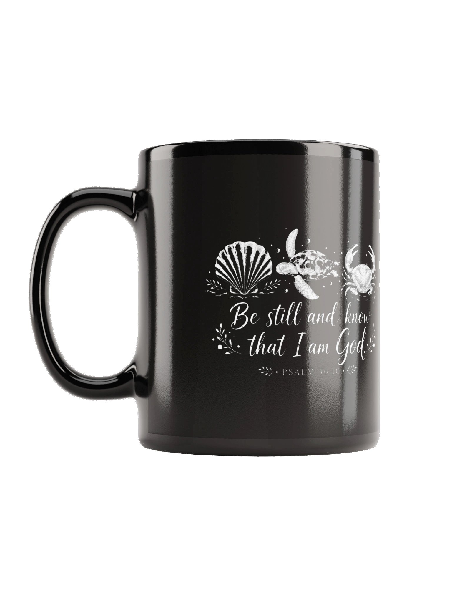 Be Still and Know That I Am God Christian Coffee Mug | Psalm 46:10 Coastal Seashell Turtle & Crab Faith Mug | Kingdom Life Co. product image (2)