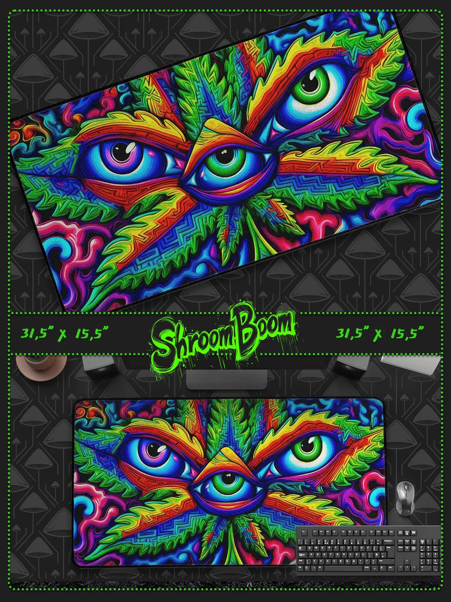 Third Signal - Symmetrical Psychedelic Desk Mat 31.5 x 15.5 product image (1)