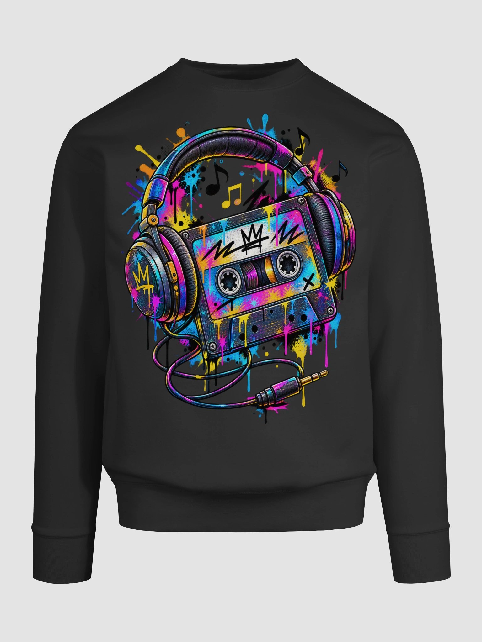 Retro 90s Cassette Tape Graphic Sweatshirt - Stylized Vintage Music Pullover product image (13)