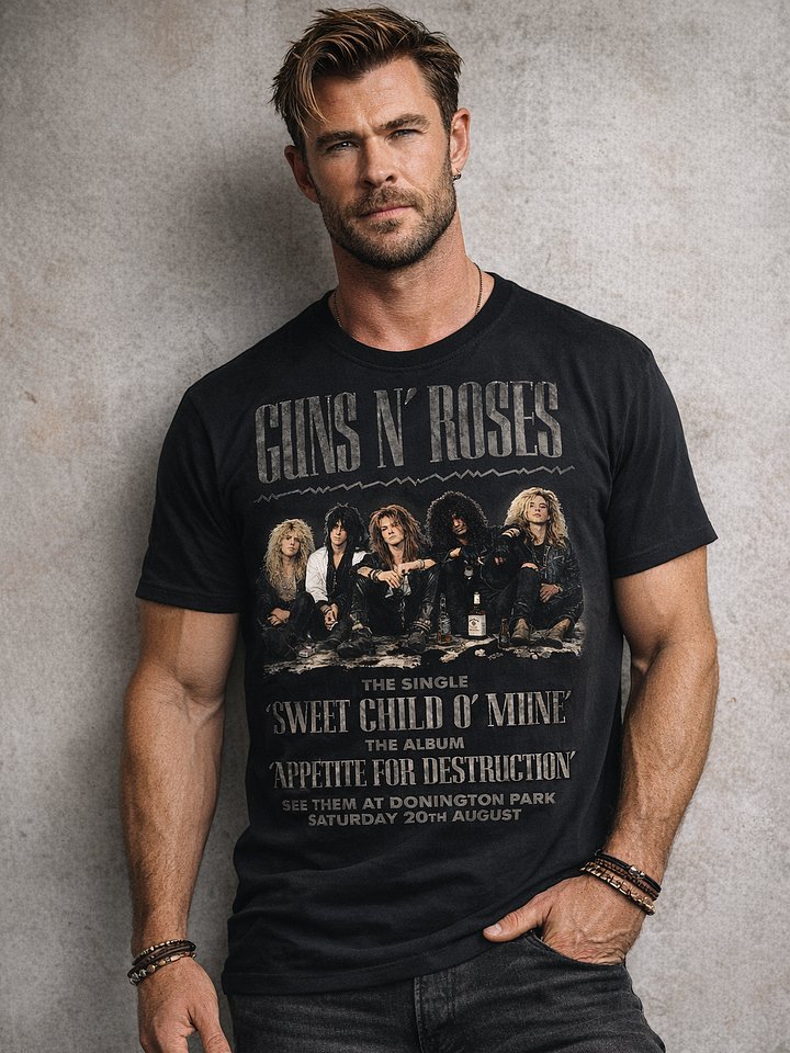 Guns N' Roses 1988 Donington Sweet Child O' Mine Promo Poster T-Shirt | Appetite for Destruction Vintage Band Photo Graphic Tee product image (17)