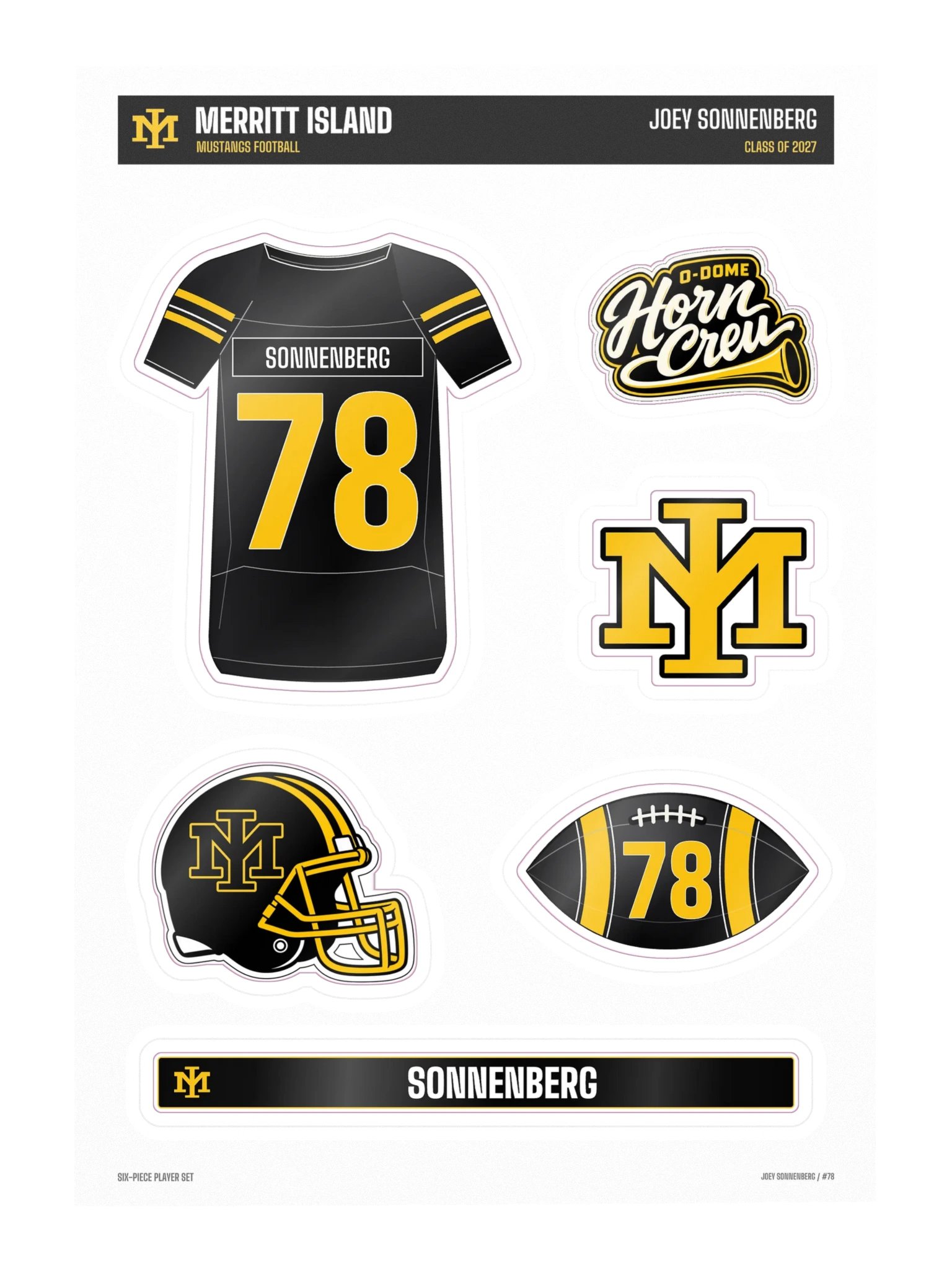 Joey Sonnenberg #78 — Mustangs Sticker Sheet product image (3)
