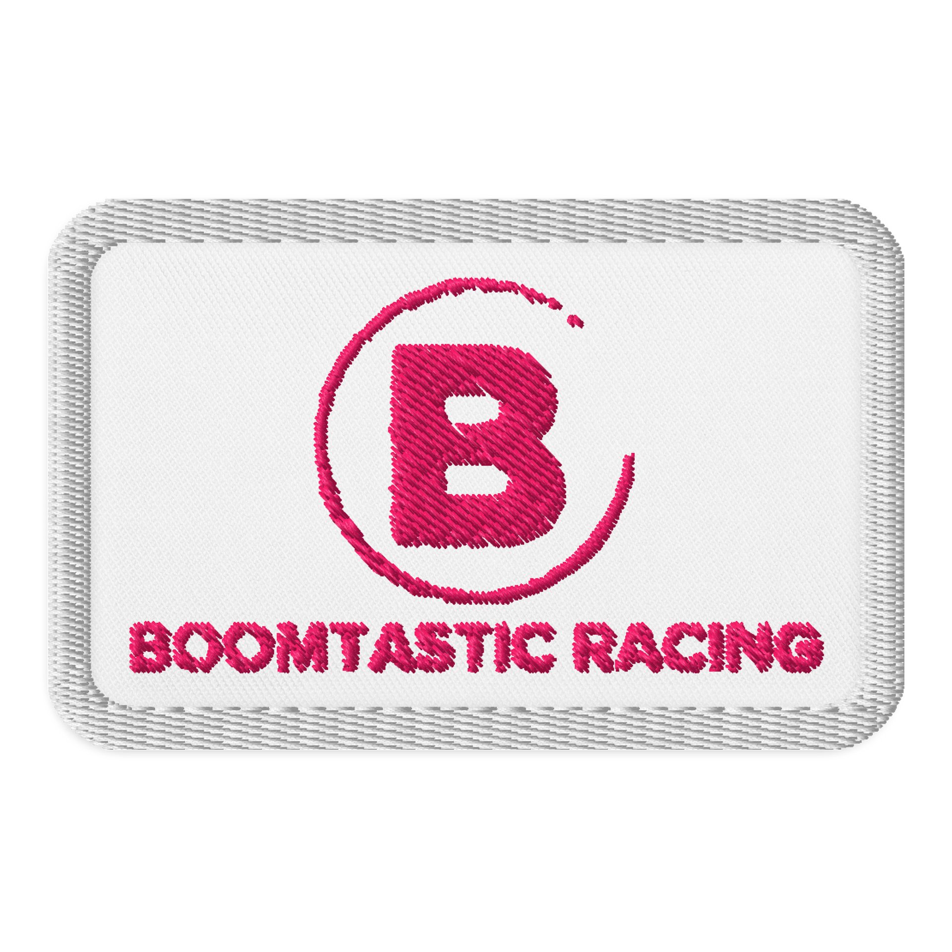 Boomtastic Racing Patch (Pink On White) product image (1)
