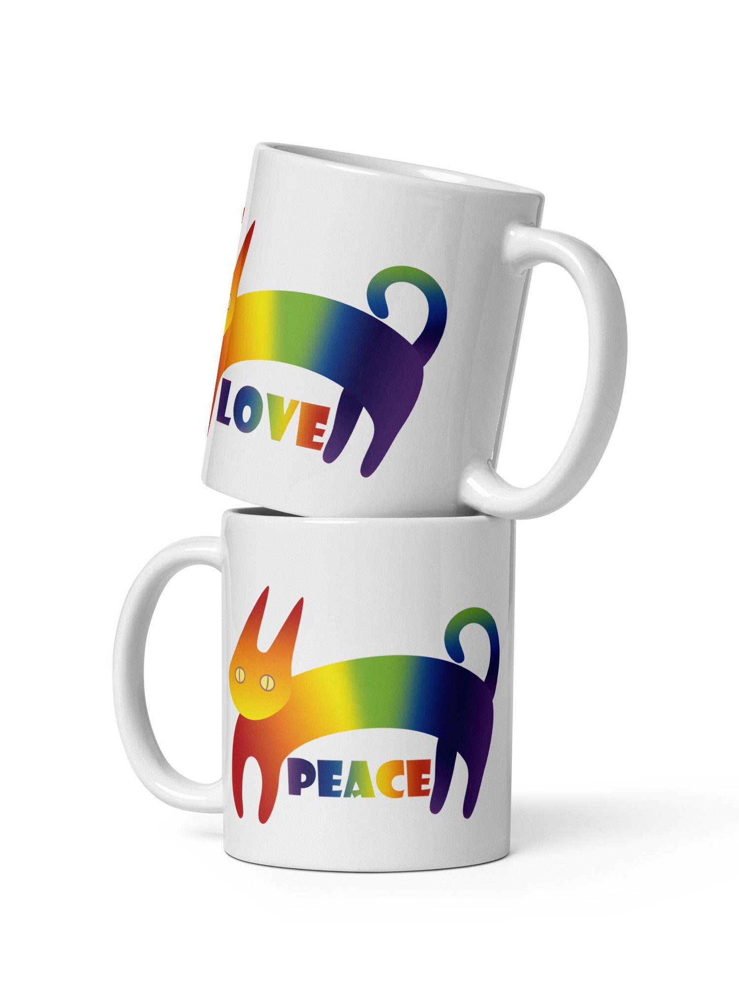 Peace and Love Rainbow Cats 11 oz Mug product image (5)