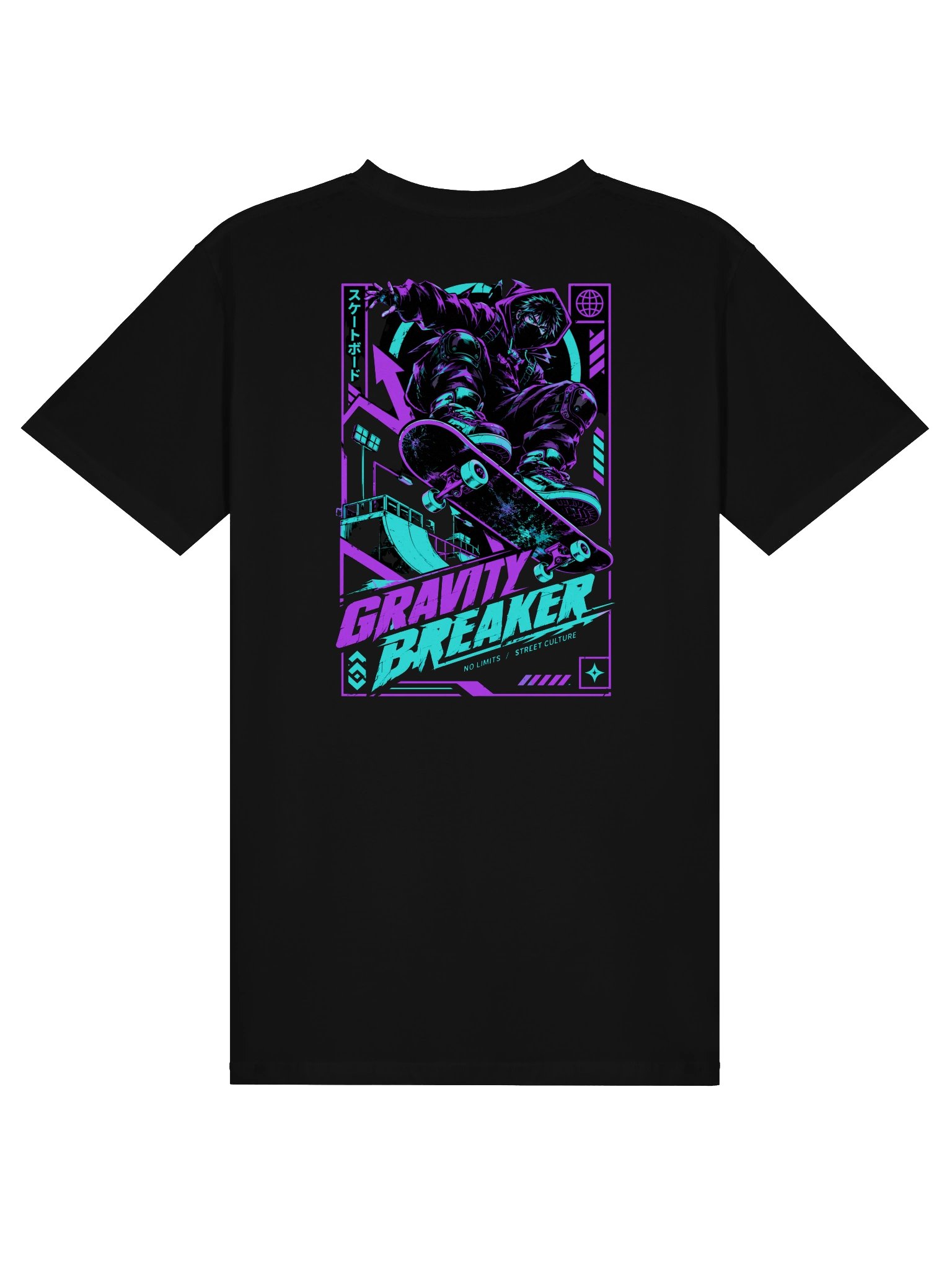 Gravity Breaker Cyberpunk Skater T-Shirt | Japanese Techwear Anime Back Print Tee product image (1)