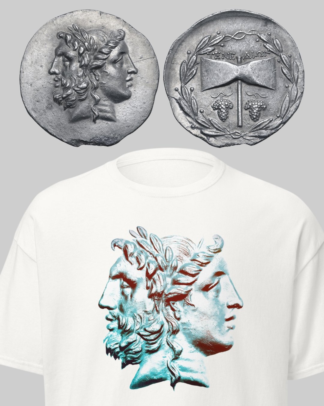 Zeus & Hera Janiform Ancient Greek Mythology Authentic Art Circa 3rd Century BC, T-Shirt product image (2)