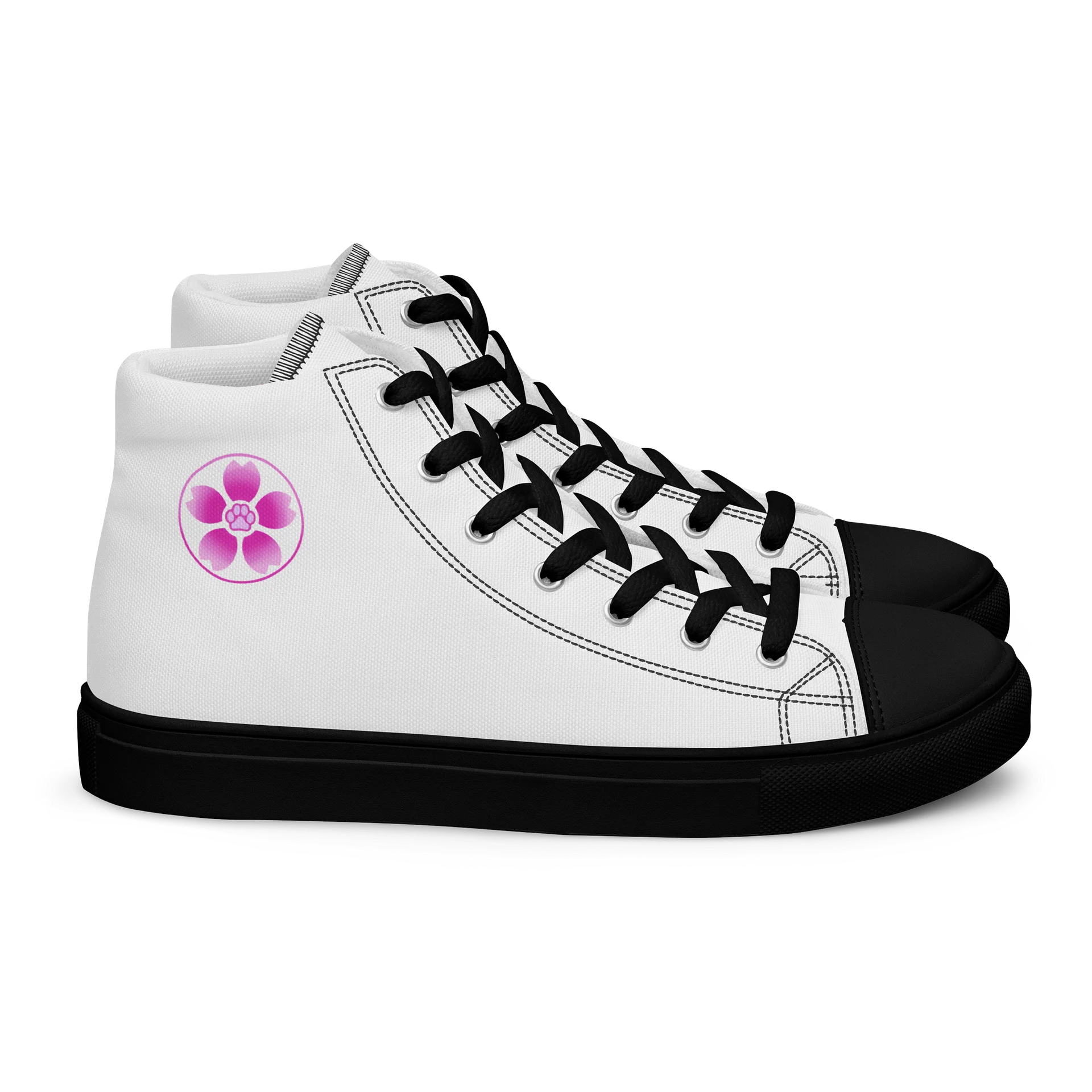 Moo Cherry Pawsom Logo Women's High-Canvas Shoes (White) product image (1)
