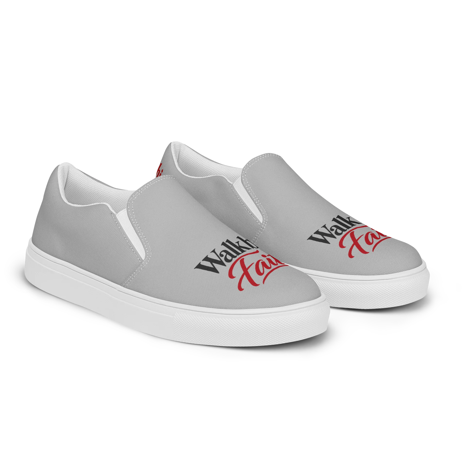 Walk by Faith Men’s Slip-On Canvas Shoes – Gray & Red product image (2)