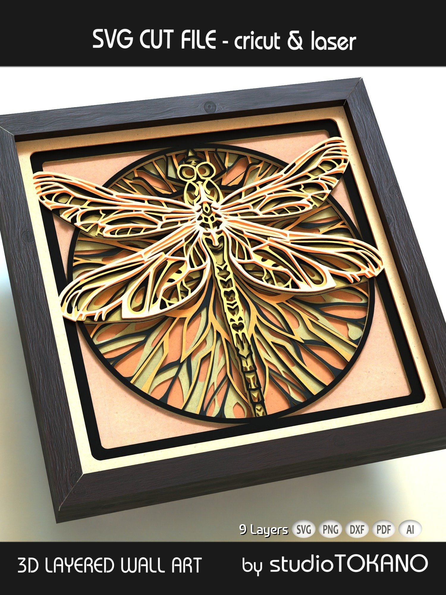 Art Nouveau Dragonfly 3D SVG product image (7)
