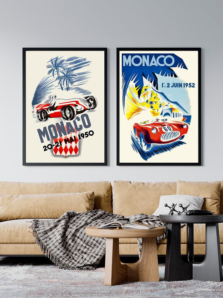 Monaco Vintage F1 Grand Prix, 1952 poster — Vintage Formula 1 poster, Monaco Grand Prix poster, retro travel poster, retro travel art product image (2)