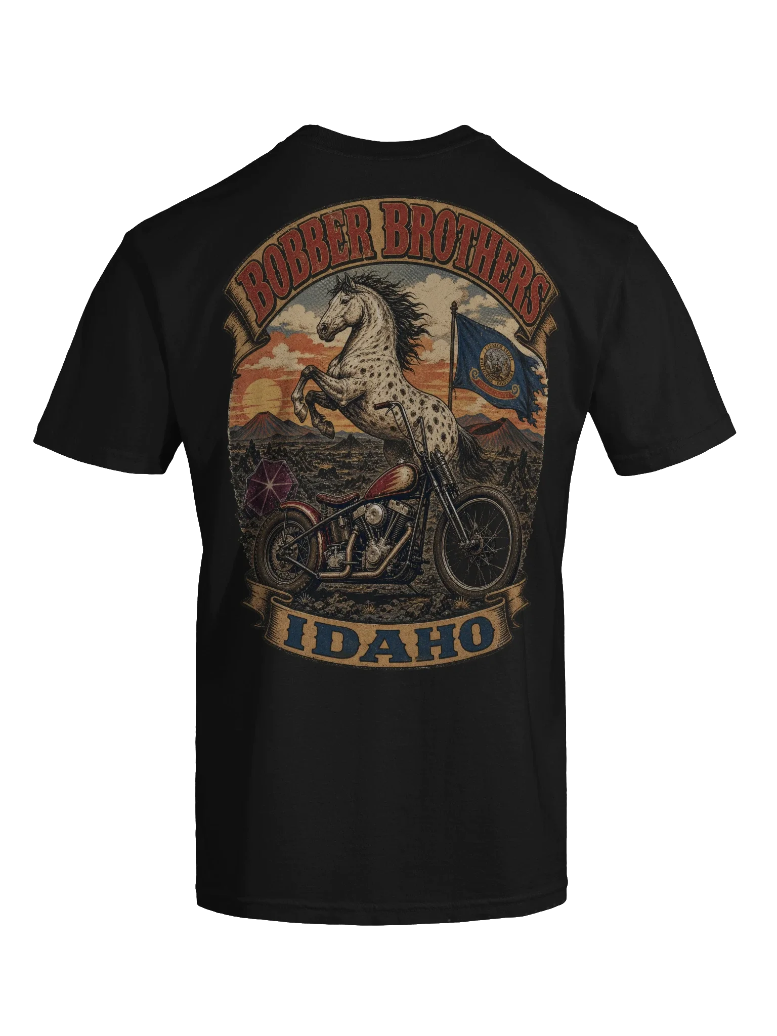 Idaho motorcycle t-shirt design by Bobber Brothers