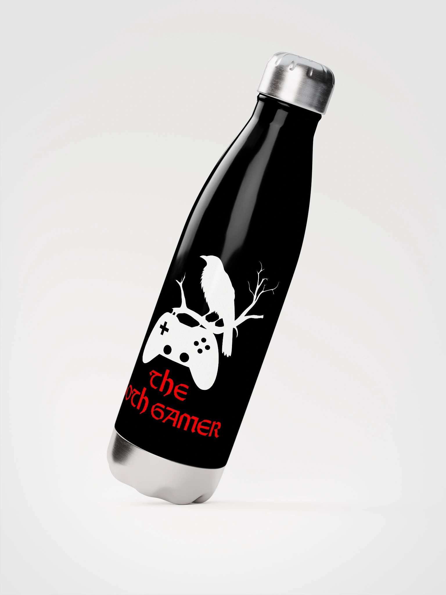 Goth Gamer Insulated Water Bottle with Crow & Controller Design product image (2)