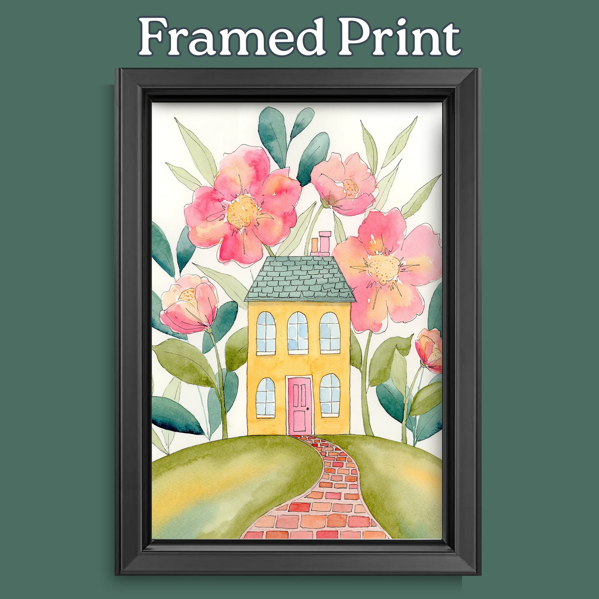 Floral Watercolor Print - Happy Home in Pink Blooms - The BloomHouse Collection product image (11)